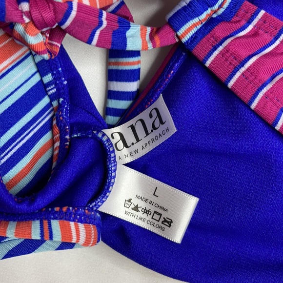 💥 A.N.A Multi Colored Bikini Top Purple Stripes | Size Large - Picture 3 of 5